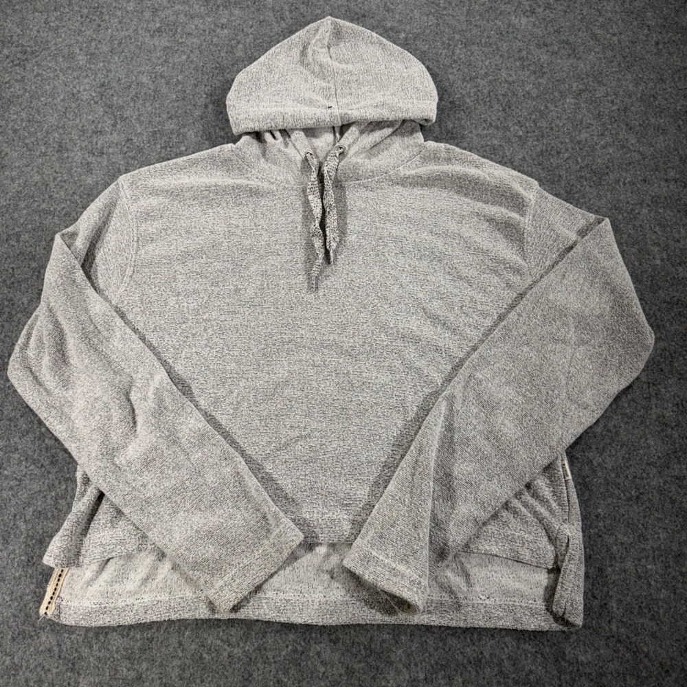 Southern Spirit Womens XL Grey Marled Knit Pullover Hoodie Lightweight Cropped